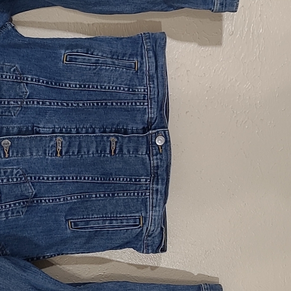 Levis Denim Trucker Jacket Womens Size Small Dark Wash - Picture 5 of 11